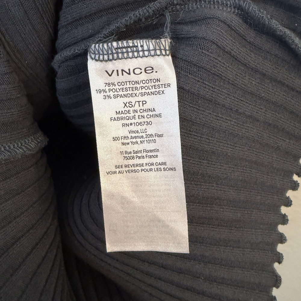Vince Ribbed Knit Polo Cardigan Womens XS Minimalist Capsule Fitted Button Gray - Picture 6 of 10